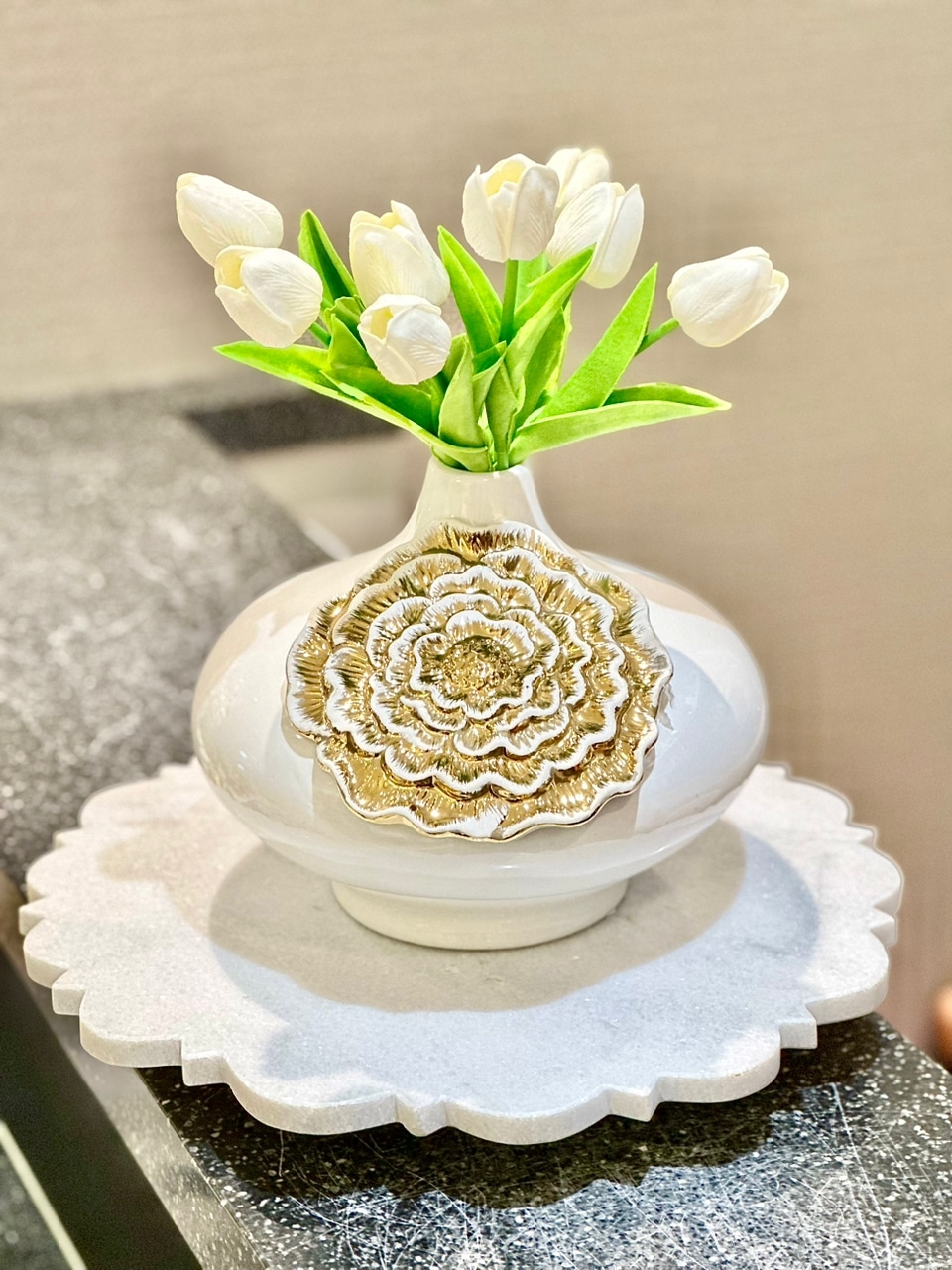 White Vase With Flower Detail