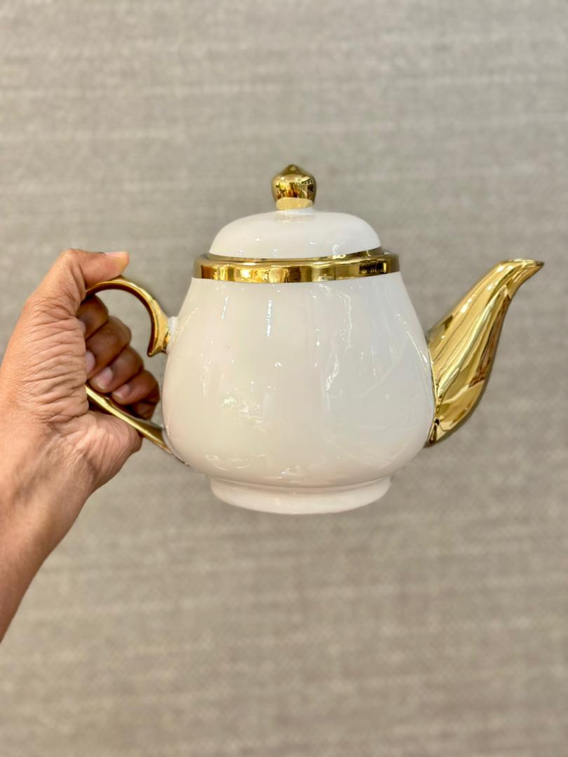 Gold & White Teapot